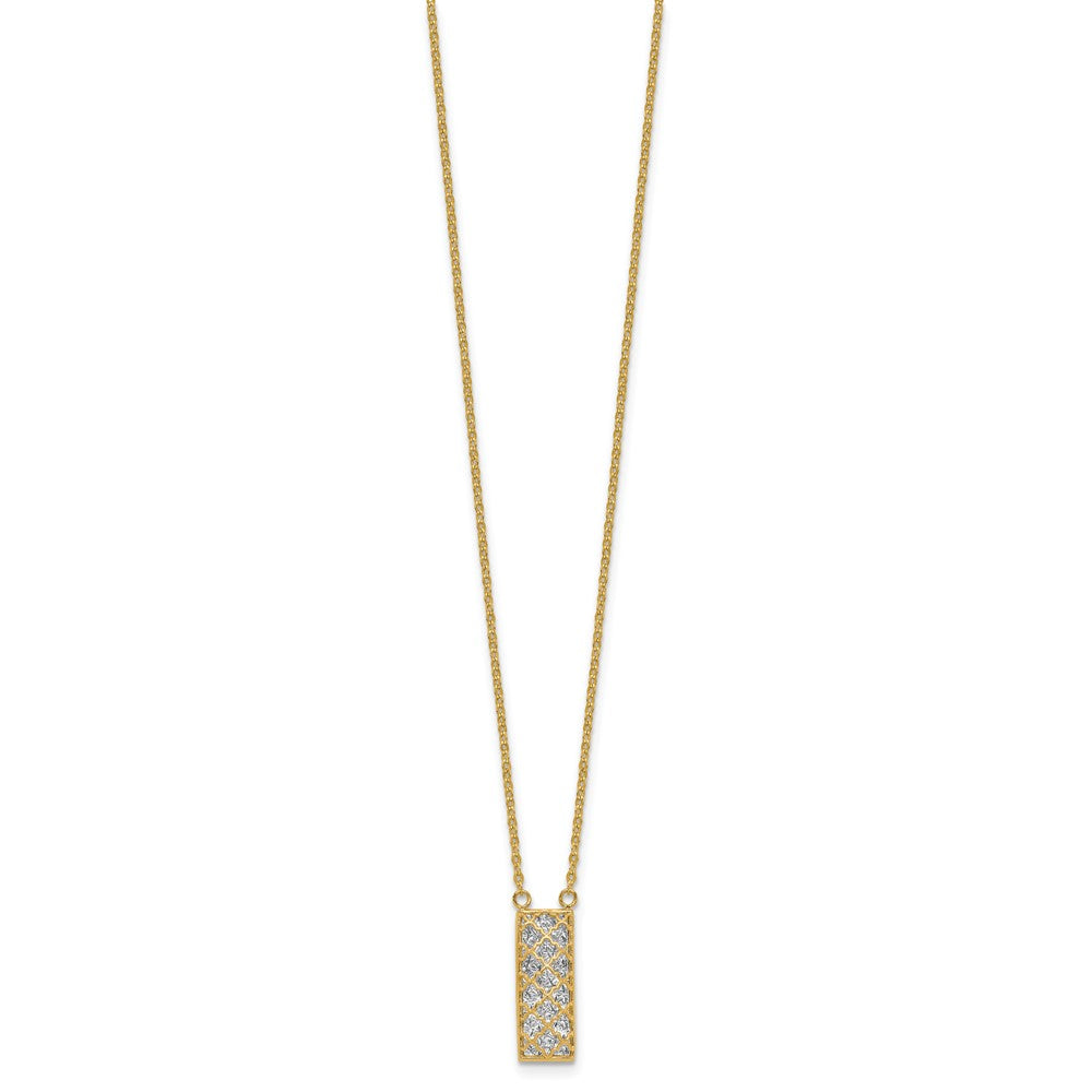14K Bicolor Poliert / Diamant Schliff Stab Halskette