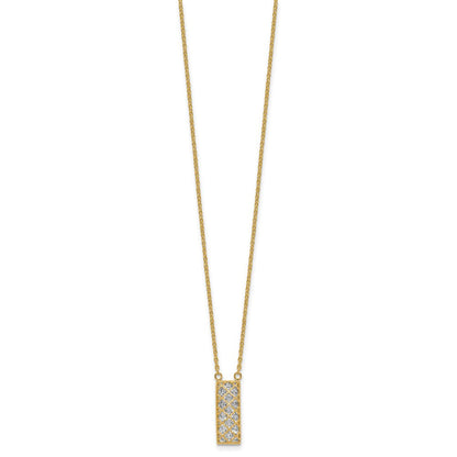 14K Bicolor Poliert / Diamant Schliff Stab Halskette