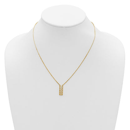 14K Bicolor Poliert / Diamant Schliff Stab Halskette