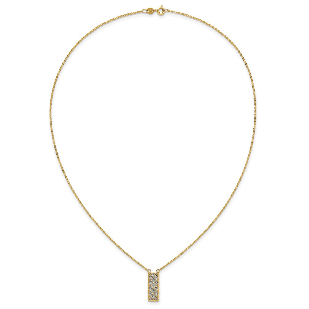14K Bicolor Poliert / Diamant Schliff Stab Halskette