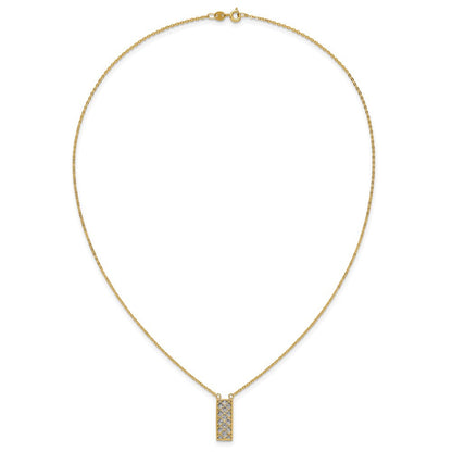 14K Bicolor Poliert / Diamant Schliff Stab Halskette