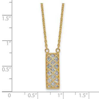 14K Bicolor Poliert / Diamant Schliff Stab Halskette