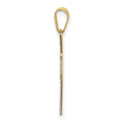 14K Bicolor Poliert / Diamant-cut Kreuz Anhänger