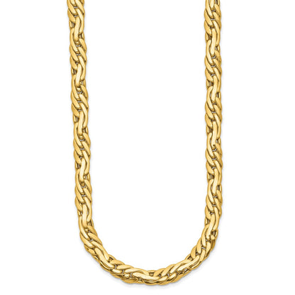 14K Gelbgold Poliert 7.5mm Fantasieglieder Halskette