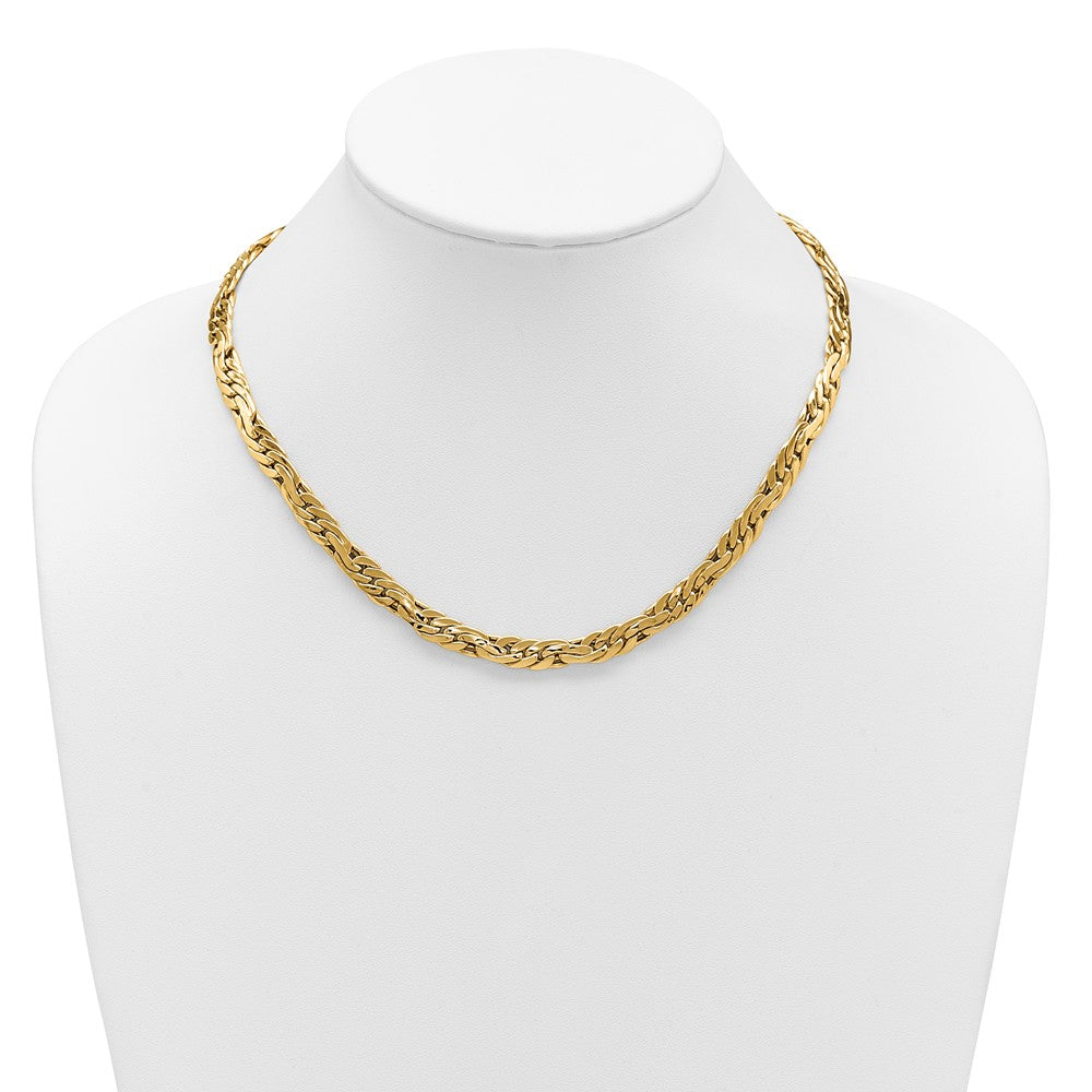 14K Gelbgold Poliert 7.5mm Fantasieglieder Halskette