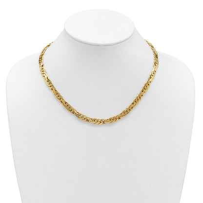 14K Gelbgold Poliert 7.5mm Fantasieglieder Halskette