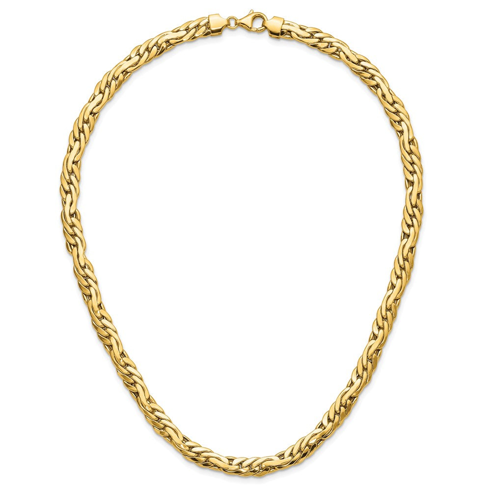 14K Gelbgold Poliert 7.5mm Fantasieglieder Halskette