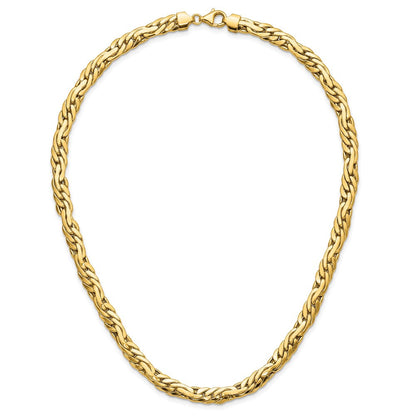 14K Gelbgold Poliert 7.5mm Fantasieglieder Halskette