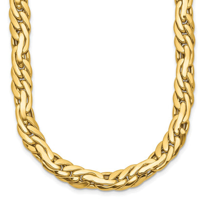 14K Gelbgold Poliert 7.5mm Fantasieglieder Halskette
