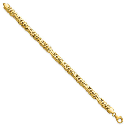 14K Gelbgold Poliert 7.5mm Fantasieglieder Armband