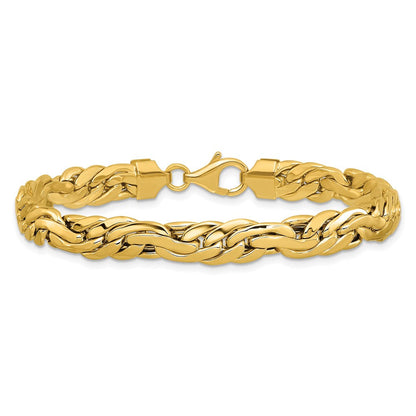 14K Gelbgold Poliert 7.5mm Fantasieglieder Armband