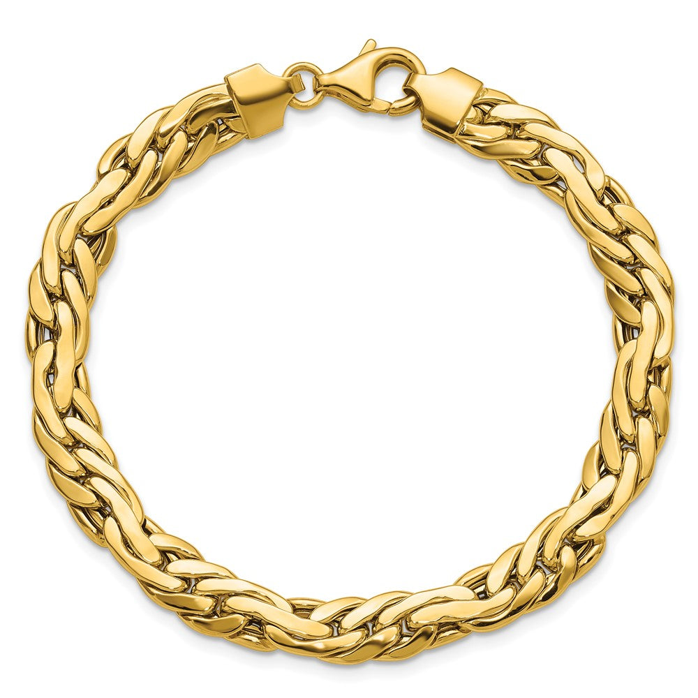 14K Gelbgold Poliert 7.5mm Fantasieglieder Armband