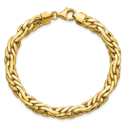 14K Gelbgold Poliert 7.5mm Fantasieglieder Armband