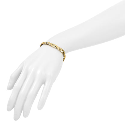 14K Gelbgold Poliert 7.5mm Fantasieglieder Armband