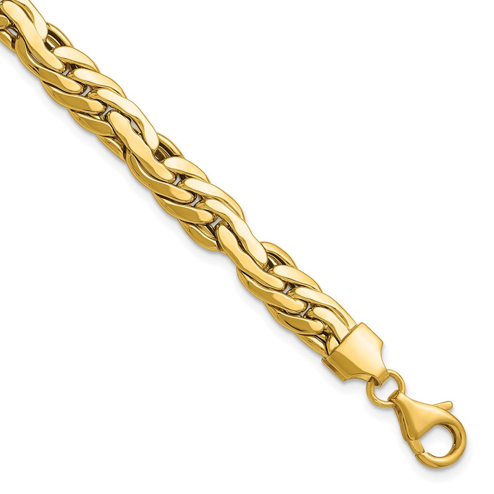 14K Gelbgold Poliert 7.5mm Fantasieglieder Armband