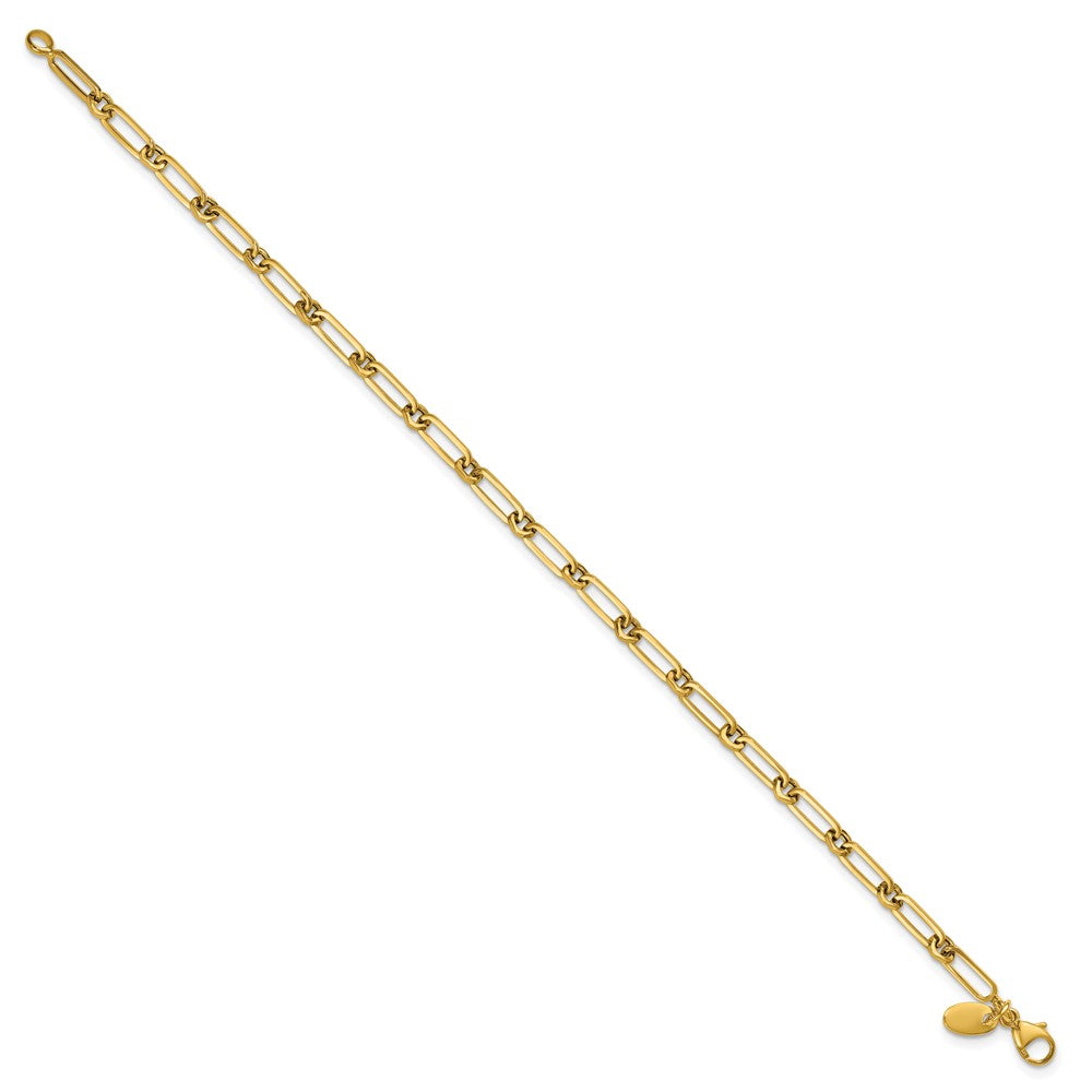 14K Gelbgold Poliert Fantasie Büroklammer Glieder Armband