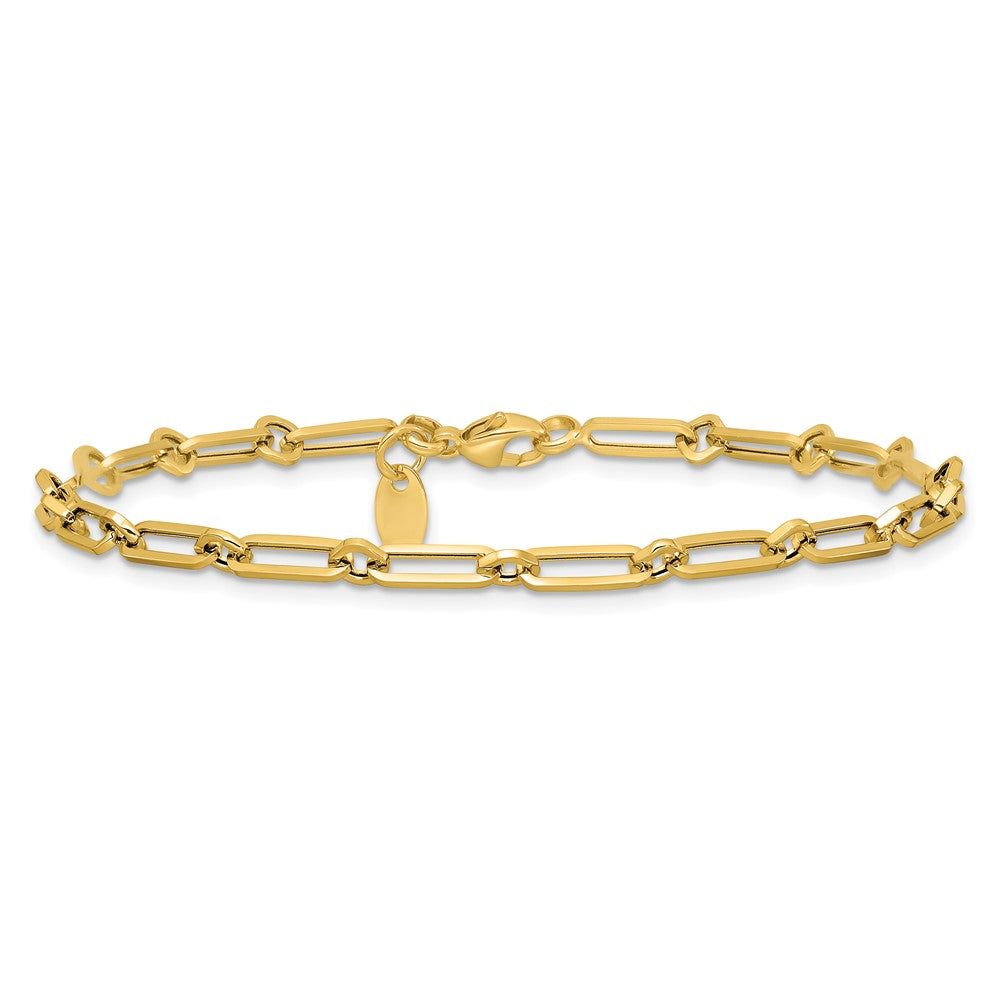 14K Gelbgold Poliert Fantasie Büroklammer Glieder Armband