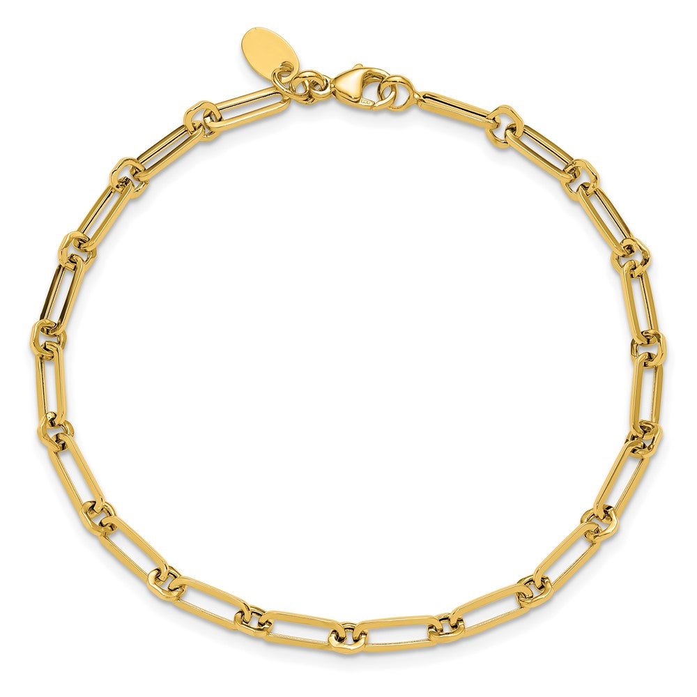 14K Gelbgold Poliert Fantasie Büroklammer Glieder Armband