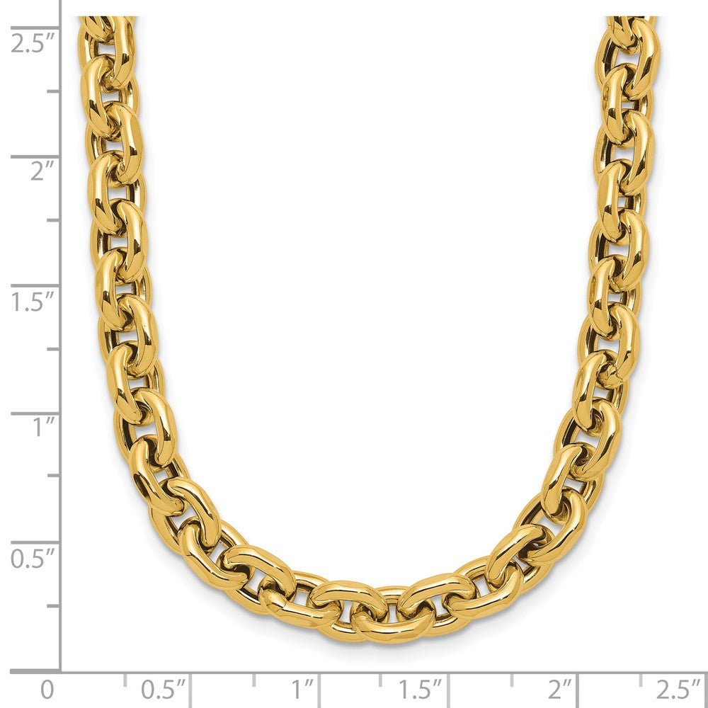 14K Gelbgold Poliert 6.5mm Flach Kante Ankerkette Glieder Halskette