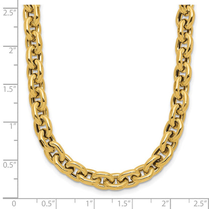 14K Gelbgold Poliert 6.5mm Flach Kante Ankerkette Glieder Halskette