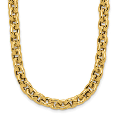 14K Gelbgold Poliert 6.5mm Flach Kante Ankerkette Glieder Halskette