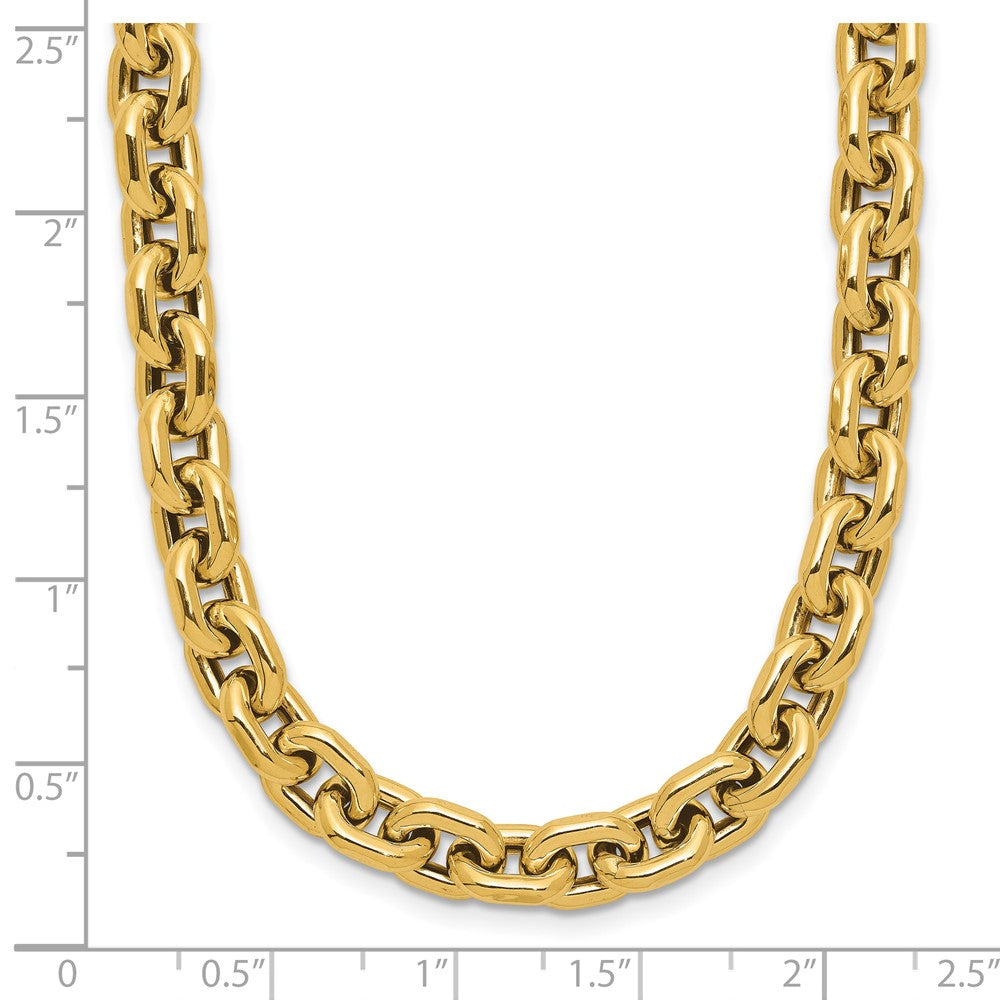 14K Gelbgold Poliert 7.0mm Flach Kante Ankerkette Glieder Halskette