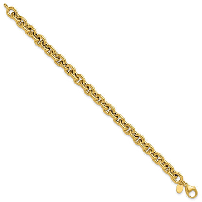 14K Gelbgold Poliert 7.0mm Flach Kante Ankerkette Glieder Armband