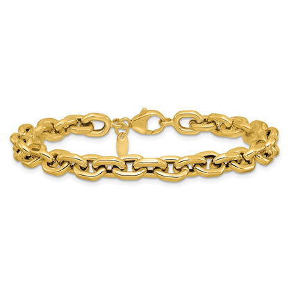 14K Gelbgold Poliert 7.0mm Flach Kante Ankerkette Glieder Armband