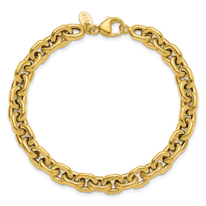 14K Gelbgold Poliert 7.0mm Flach Kante Ankerkette Glieder Armband