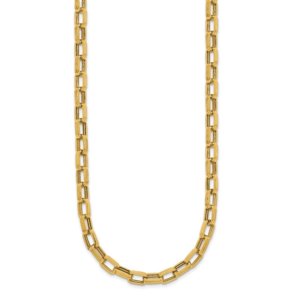 14K Gelbgold Poliert 5.5mm Fantasie Oval Glieder Halskette