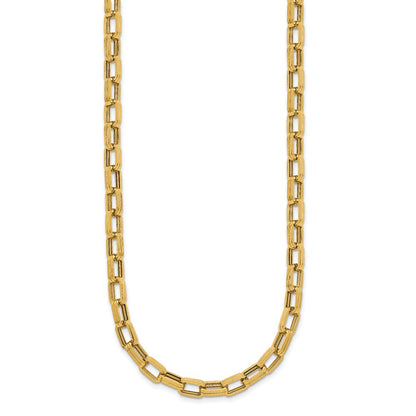 14K Gelbgold Poliert 5.5mm Fantasie Oval Glieder Halskette