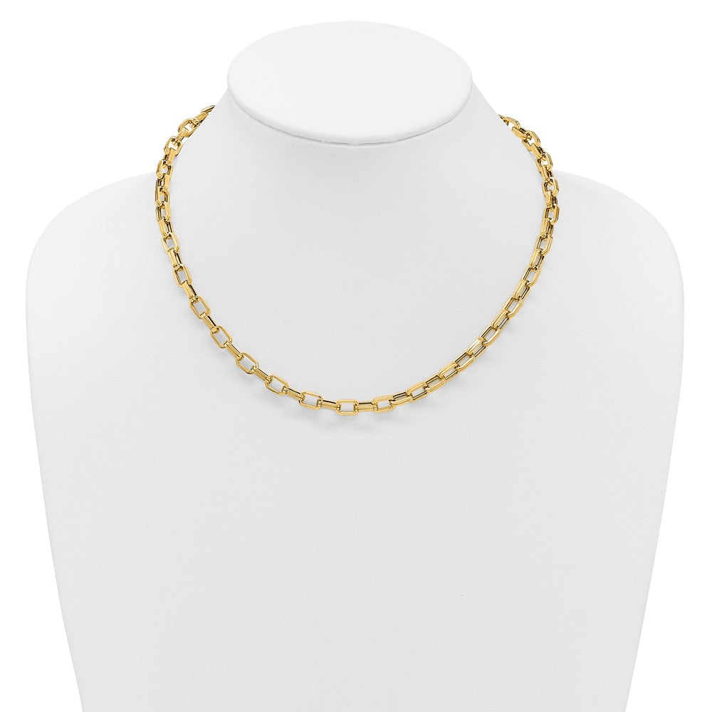 14K Gelbgold Poliert 5.5mm Fantasie Oval Glieder Halskette