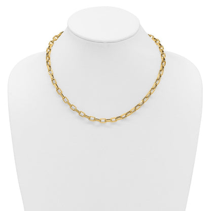 14K Gelbgold Poliert 5.5mm Fantasie Oval Glieder Halskette
