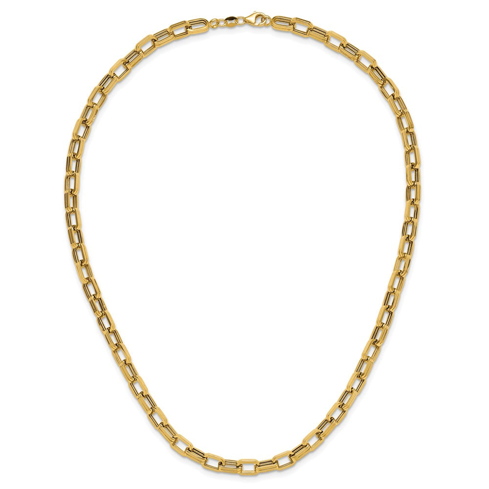 14K Gelbgold Poliert 5.5mm Fantasie Oval Glieder Halskette