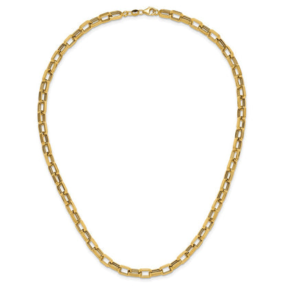 14K Gelbgold Poliert 5.5mm Fantasie Oval Glieder Halskette