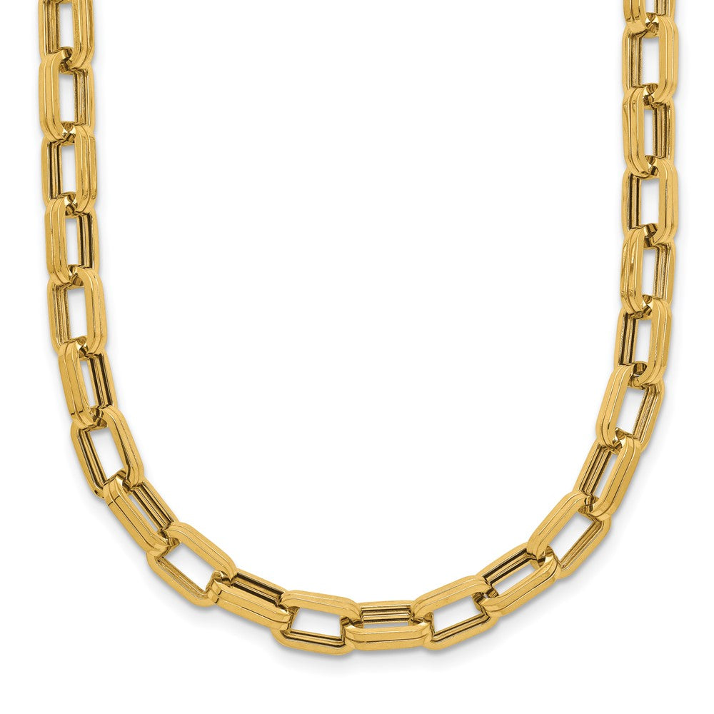 14K Gelbgold Poliert 5.5mm Fantasie Oval Glieder Halskette