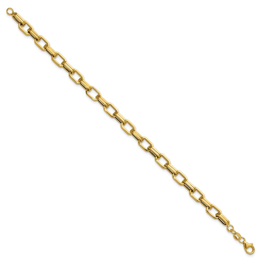 14K Gelbgold Poliert 5.5mm Fantasie Oval Glieder Gliederarmband