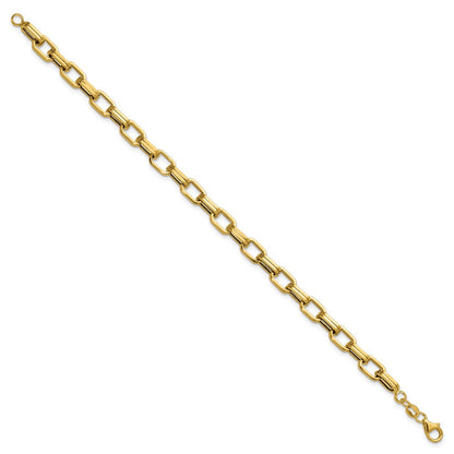 14K Gelbgold Poliert 5.5mm Fantasie Oval Glieder Gliederarmband