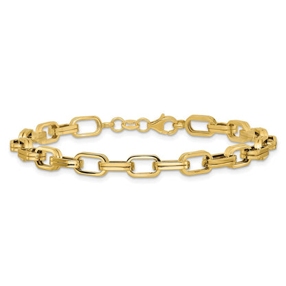 14K Gelbgold Poliert 5.5mm Fantasie Oval Glieder Gliederarmband