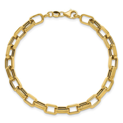 14K Gelbgold Poliert 5.5mm Fantasie Oval Glieder Gliederarmband