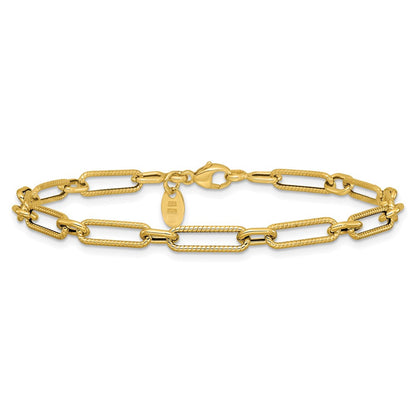 14K Gelbgold Poliert und Strukturiert 4.2mm Fantasieglieder Armband