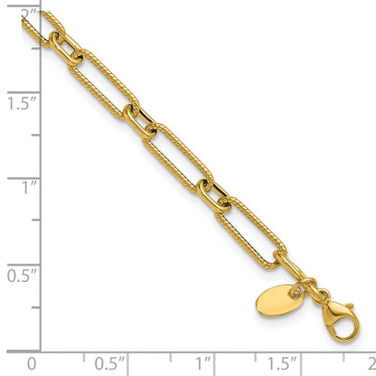 14K Gelbgold Poliert und Strukturiert 4.2mm Fantasieglieder Armband