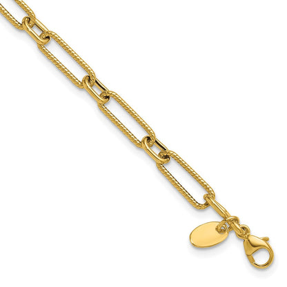 14K Gelbgold Poliert und Strukturiert 4.2mm Fantasieglieder Armband