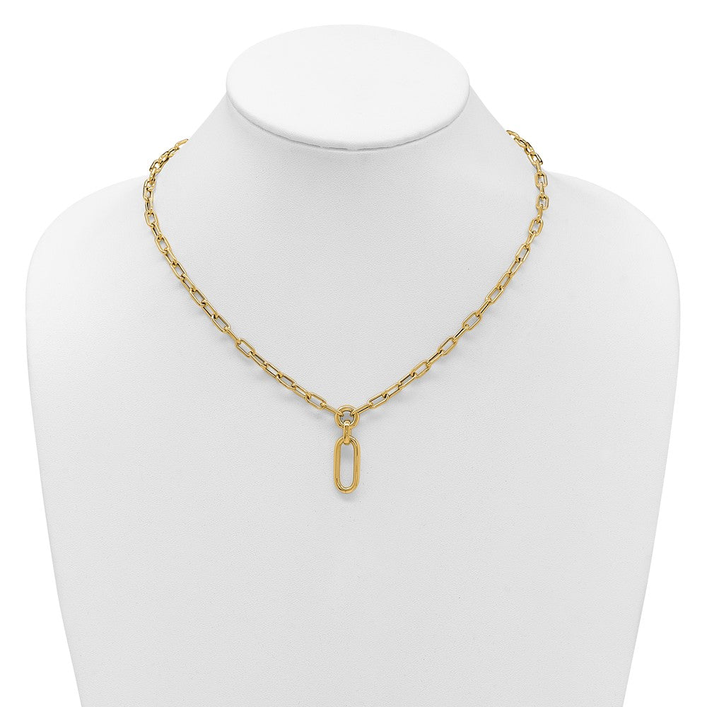 14K Gelbgold Poliert Fantasie Mixed Glieder Halskette