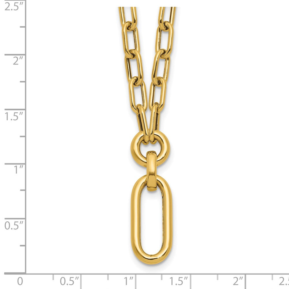 14K Gelbgold Poliert Fantasie Mixed Glieder Halskette