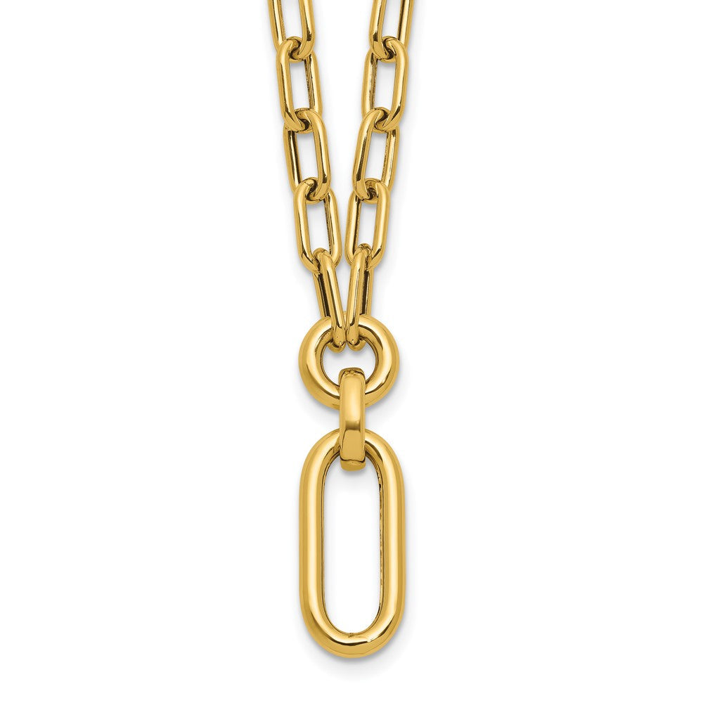 14K Gelbgold Poliert Fantasie Mixed Glieder Halskette