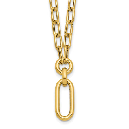 14K Gelbgold Poliert Fantasie Mixed Glieder Halskette