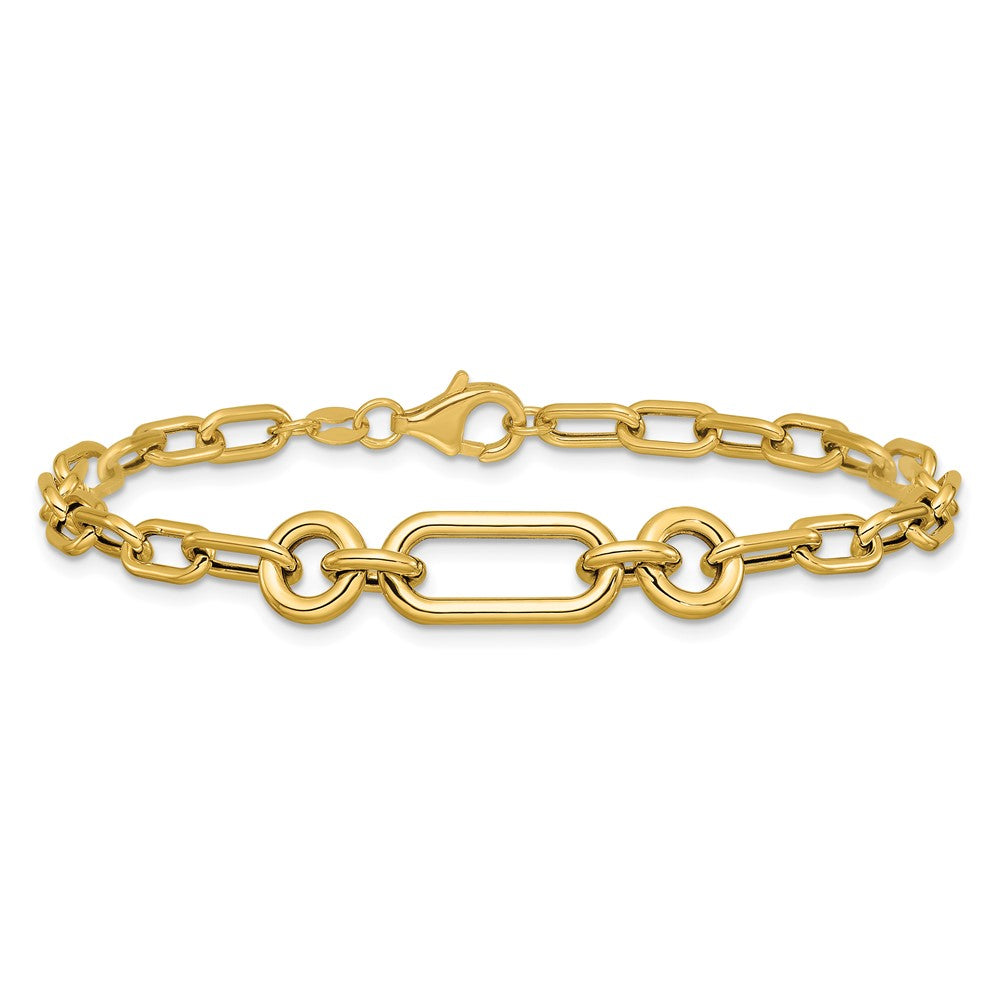14K Gelbgold Poliert Fantasie Mixed Glieder Armband
