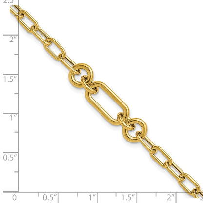 14K Gelbgold Poliert Fantasie Mixed Glieder Armband