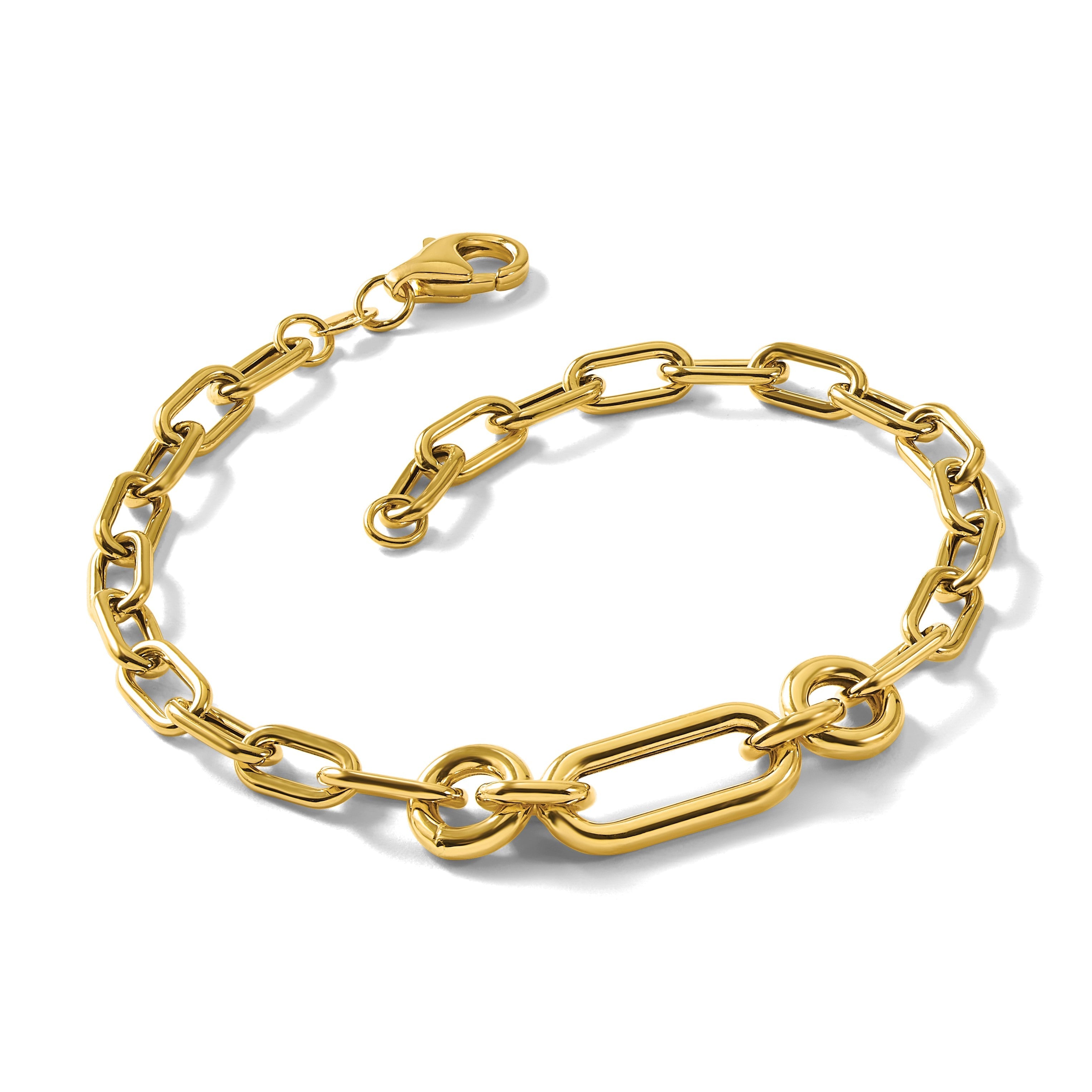 14K Gelbgold Poliert Fantasie Mixed Glieder Armband